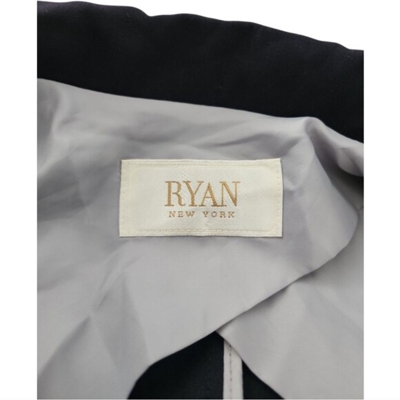 Ryan New York Blue Double-Breasted Blazer Jacket Sz 2 Lined Preppy Dark Academia - Picture 2 of 10